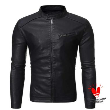 JAKET KULIT KAMBING SUPER/JAKET KULIT KAMBING ORIGINAL/JAKET KULIT PRIA ELEGAN MODEL Hitam L