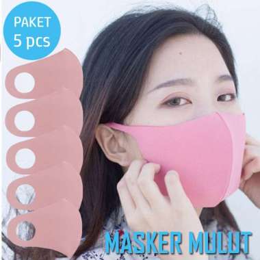 Masker Mulut Paket 5 Pc Penutup Pelindung Mulut Hidung Bisa Dicuci Washable Anti Kuman Bakteri Debu