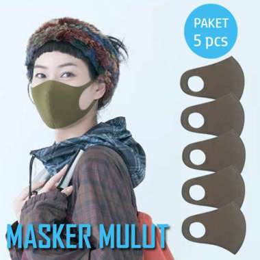 Masker Mulut Paket 5 Pc Penutup Pelindung Mulut Hidung Bisa Dicuci Washable Anti Kuman Bakteri Debu