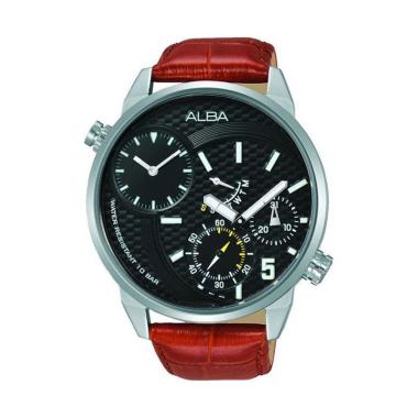 Alba Quartz  Dual Time Jam Tangan Pria [A2.X1007] Brown Black