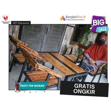 Meja Kursi Teras Minimalis / Meja Teras / Meja Kursi Teras Set Industrial (GRATIS ONGKIR JAWA DKI) B
