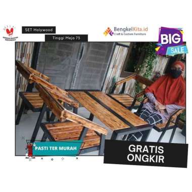 Meja Kursi Teras Minimalis / Meja Teras / Meja Kursi Teras Set Industrial (GRATIS ONGKIR JAWA DKI) 1
