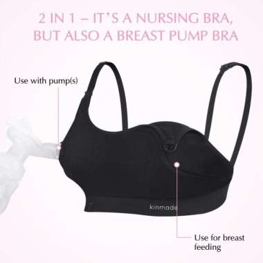 Kinmade Clip N Pump Handsfree Bra - BH Pompa Asi Size L Grey Black