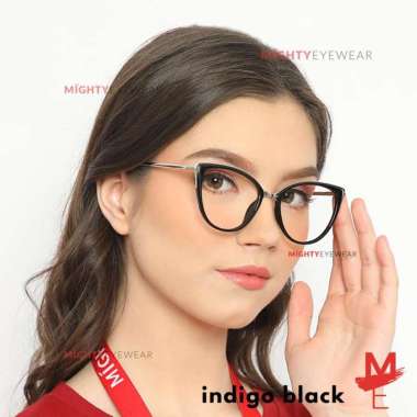 Kacamata Antiradiasi Photocromic Blueray Indigo Black Wanita Cat Eye +AntiFogBening