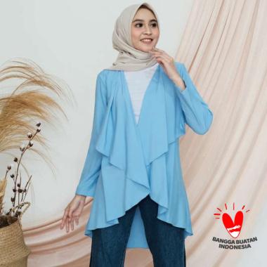 Jaya Hebat Zizara Long Cardigan Wanita [Oversize] Semua Ukuran blue pastel