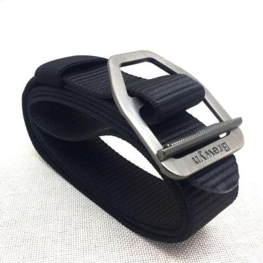 BREWYN LUXTON Ikat pinggang pria gesper pria canvas belt 120 cm BLACK