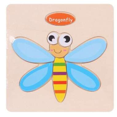 Mainan Kayu Pintar Dragonfly 3D Chunky Kayu Puzzle