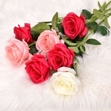1Tangkai Bunga Mawar Single/Bunga Mawar Dekorasi Hias/Rose Flower warna Peach