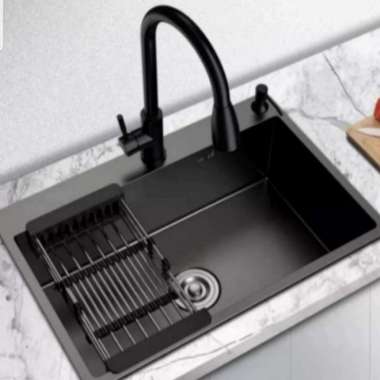KITCHEN SINK BAK CUCI PIRING 1 LUBANG 5040 HITAM STAINLESS STELL BODY ONLY