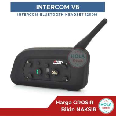 INTERCOM V6 VNETPHONE INTERCOM BLUETOOTH HELM HEADSET INTERPHONE 12000M ORIGINAL HITAM
