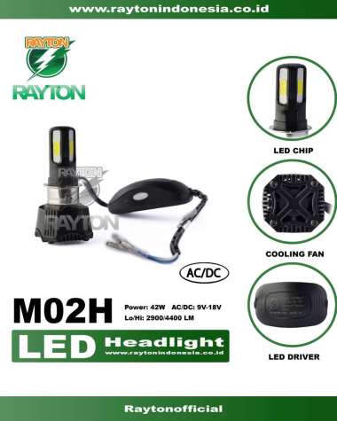 RTD Rayton Lampu Utama / Lampu Depan Motor LED M02H dengan KIPAS / FAN White