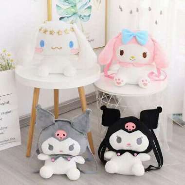 Tas Ransel Bulu Kuromi Cinamoroll / Tas My Melody Putih