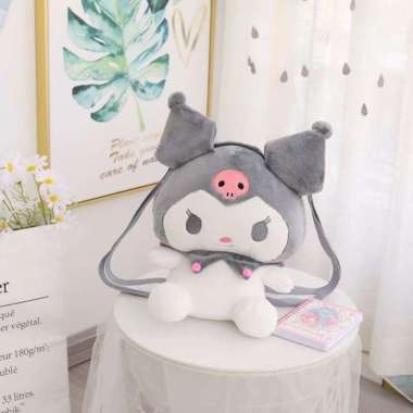 Tas Ransel Bulu Kuromi Cinamoroll / Tas My Melody Abu-abu
