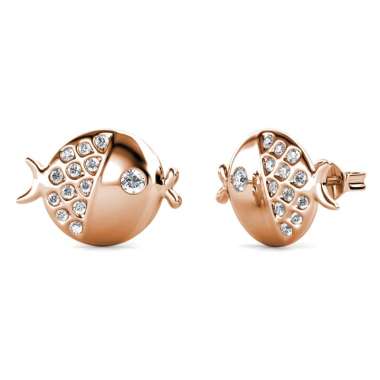 Little Fugu Earrings Rose Gold - Anting Crystal by Her Jewellery