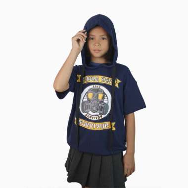 Kaos Hoodie Lengan pendek Anak perempuan Gaya Korea - Jfashion Reinher 8 Navy