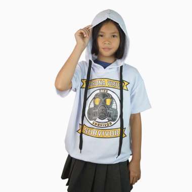 Kaos Hoodie Lengan pendek Anak perempuan Gaya Korea - Jfashion Reinher 12 Putih