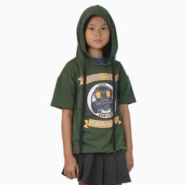 Kaos Hoodie Lengan pendek Anak perempuan Gaya Korea - Jfashion Reinher 10 Hijau
