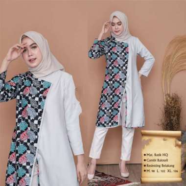 SNOEBEL DAUN JTR ATASAN TUNIK BATIK KOMBINASI POLOS MODERN L GREY