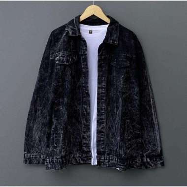Jaket Jeans Hitam Sandwash Hitam Sandwash - XL