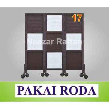Pembatas penyekat ruangan sketsel minimalis unik rotan lipat modern MULTICOLOR
