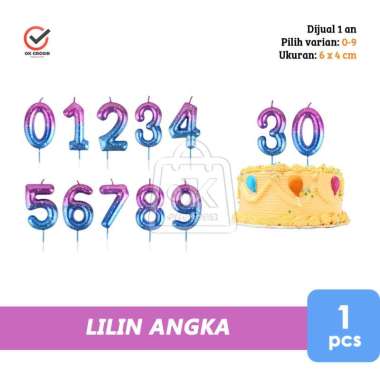 Lilin Angka Ungu Biru Kode 037 / Lilin Ulang Tahun (1 pcs) Angka 2
