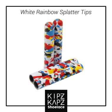 KipzKapz Shoelace Tips / Aglets / Tipping / Ujung Tali Sepatu [Diameter 3.1 mm] S White Rainbow Spla