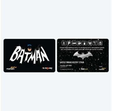 Kartu EMONEY MANDIRI Kartun Anime Superhero Batman Logo Putih 33 Kartun Anime Kartu Etoll e toll E M