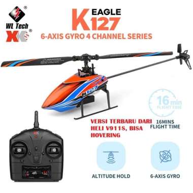 WL V911-S V911S 2.4G 4CH 6-Axis Gyro Flybarless RC Helicopter RTF K127 + Baterai