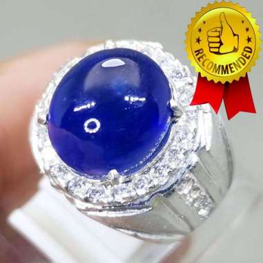 Batu Blue Safir Afrika Asli Natural Cincin Perak 925 Berkwalitas Bagus biru