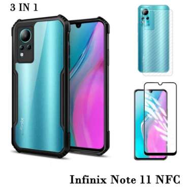 Promo Paket 3in1 Case Transparan Infinix Note 11 / Note 11 NFC Free Anti Gores Layar & Garskin Infin
