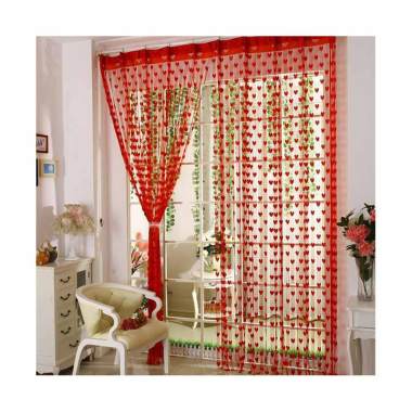 HnK Motif Love Tirai Benang - Merah Hati