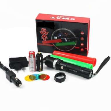 Senter SWAT + Lalin - Lampu Senter SWAT + Lalu Lintas - Lampu LED Senter HITAM