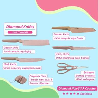 STEIN DIAMOND KNIFE/KNIFE 6 IN 1/NON STICK KNIFE/STEIN COOKWARE Pink