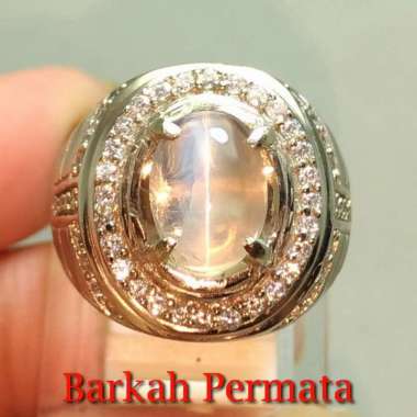 Cincin Batu Mata Kucing Cat Eye Silimanite putih srilangka asli n 1613 Putih