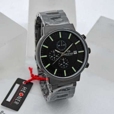 Jam Tangan Pria Analog Hegner 1661-3M Chrono Aktif Original Stainless Steel Hitam
