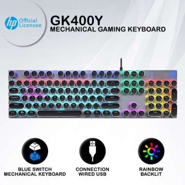 Keyboard Gaming HP GK400Y - RGB Blue Switch Mechanical Keyboard Silver