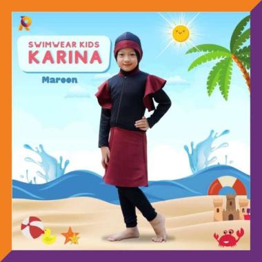 Rocella Sports - Setelan Renang Muslimah Anak "Swimwear Karina" L Maroon