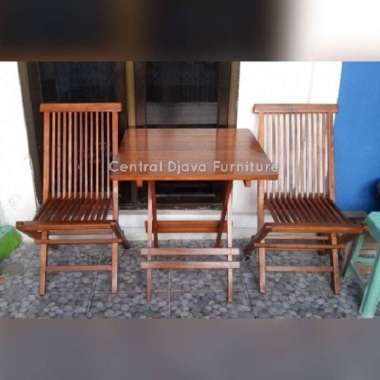 Kursi & Meja Teras Lipat Murah Kayu Jati Furniture Mebel Jepara Coklat