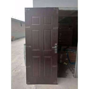 Pintu Baja Kodai TX-01 Kamar Utama Rumah Minimalis Motif Persegi Panjang Cokelat