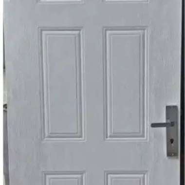 Pintu Baja Kodai TX-01 Kamar Utama Rumah Minimalis Motif Persegi Panjang Putih