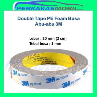 3M 6 buah Lem Isolasi Solasi Lakban Bolak Balik Double Dobel Side Sided Tape PE Foam TG1600 20mm Abu