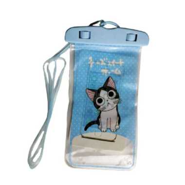Waterproof pouch hp karakter / pelindung hp anti air / case pelindung hp karakter blue cat