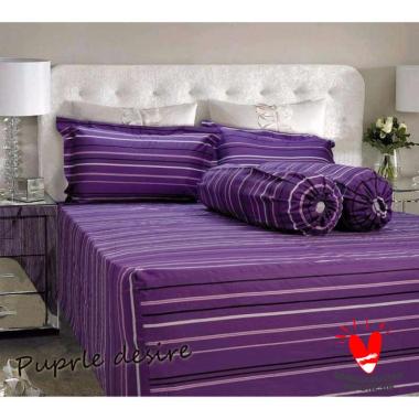 RISE Satin Katun Motif Purple Desire Sprei sprei motif garis 160 x 200