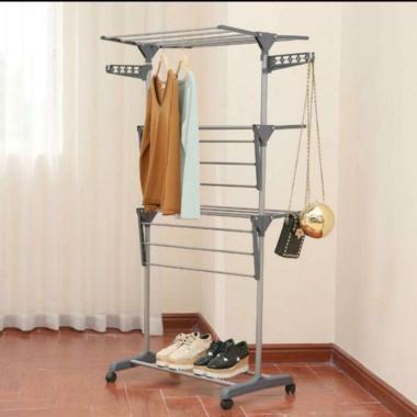 Rak Jemuran 3 Tingkat Portable/ Mobile Towel Rack