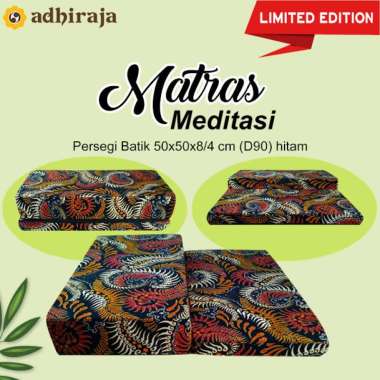 Matras meditasi persegi Batik 50x50x8/4 cm hitam