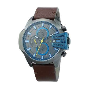 Daniel Klein Exclusive DK12352-5 Men Gray Dial Brown Leather Strap [Machtwatch] Coklat