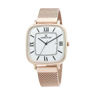 Jam Tangan Pria Daniel Klein Exclusive DK12336-3 Men White Dial Rose Gold Mesh Strap Gold