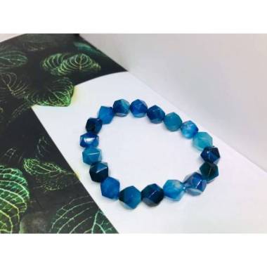 Gelang Bracelet Batu Blue Agate Hexagone
