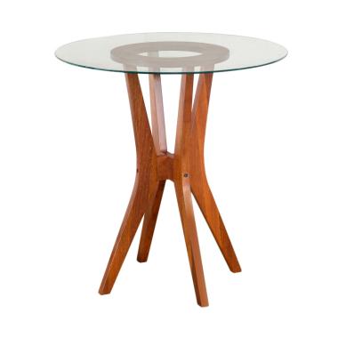 Oscar Furniture Bulat Kaca Forli Meja Makan - Cocoa