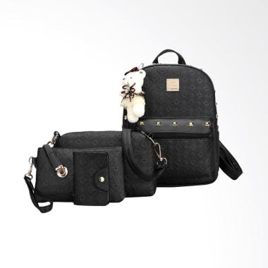 Fashion 888 53367 Backpack Studded Import 4in1 Tas Ransel Wanita - Black